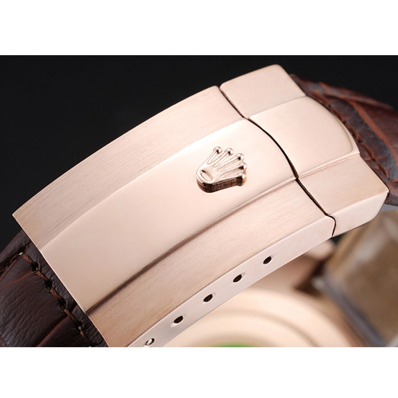 Best AAA Replica Sites Rose Bracelet Leather Cosmograph Brown Rolex Gold 1454243 Daytona Dial Brown Case 0518